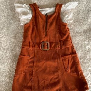 Jumper burnt orange with cream eyelet sleeve shirt